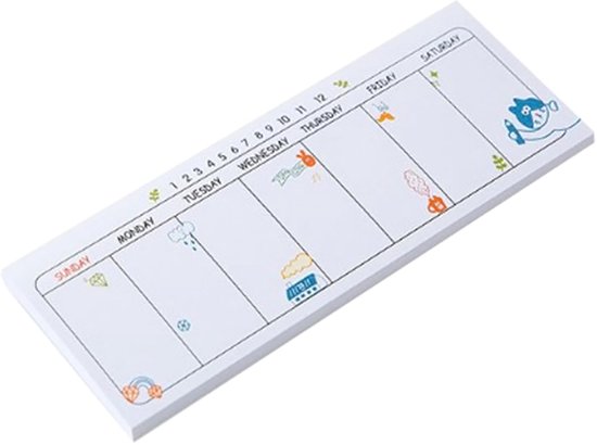 Weekplanner, blok voor weekplanning, bladeren voor weekplanner, notitieblok in willekeurige stijl, 40 pagina's