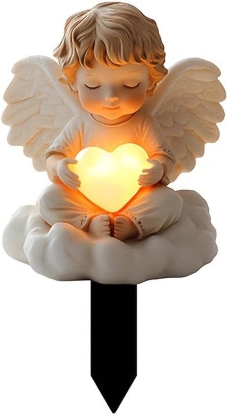 Weerbestendig, engel voor het graf, tuinbeeld, waterdichte bedende grafgel, geschikt voor begraafplaats, decoratie en bloempotten, decoratie, doop, cadeau (A)