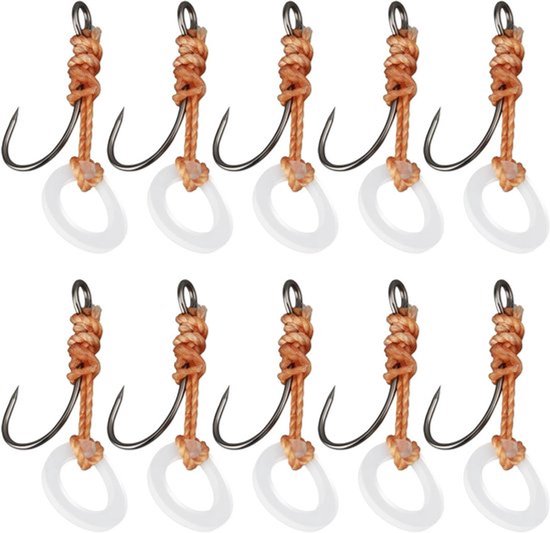 - Weerhaakloze Haak - 10 Stuks - Karper Vissen - Pre-Gebonden Haak - Geschikt voor 5mm Haar Rig - Haakjes zonder weerhaak - Zwart 10 stuks. van Merkloos