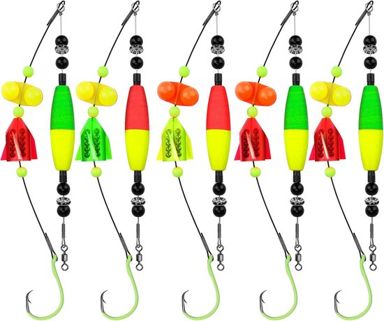 Wels Angel voorvaderset, meerdobbers, 5-delige visdobbers met Catfish Rattle Rig, zwemmer visvoorvakken, 6/0 8/0 10/0 cirkelhaken, 50-70 LB draadsnoer voor Santee Rig meervallen - Doppelrassel+Raketenrassel-6/0 van Mikado