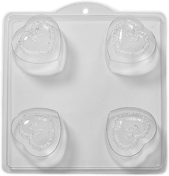 Wereld van de vormen 4-cavity ruches strik hart zeep/Bath Bomb vorm vorm, PVC, 25,5 x 24 x 4 cm