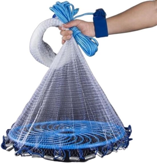 Werpnet - Visnet Fusienet - Vissen Outdoor - Zeer sterk materiaal - 1.2m Hoog 3.6m