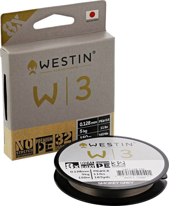 Westin Fishing W3 8 Braid Smokey Grey (0.10mm 150m 3.5kg) van Merkloos