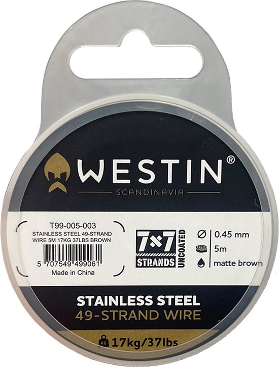 Westin - Stainless Steel 49-strand Wire 5m 0.45mm 17kg van Westin