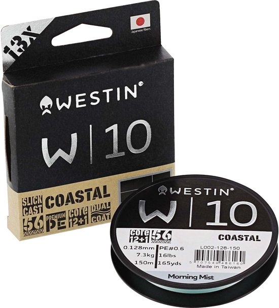 Westin W10 13 braid Coastal Mist | 150 meter | 0.165mm | 10.8 kg van Merkloos