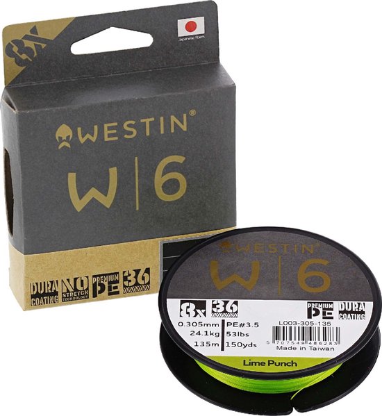 Westin W6 8-Braid Lime Punch (135m) - Maat : 0.148mm - 6.8 kilo van Westin