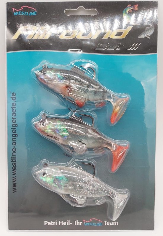 Westline Allround set III- Kunstaas set - Roofvissen pluggen met haak - Set voor Snoek - Karper - Roofvis - 3 stuks - 10 cm Kunstaas van Westline