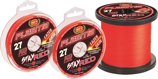 WFT | Plasma gevlochten lijn | rood | 300 meter | 0.12 mm | 14 KG