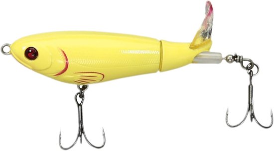 Whopper Plopper - Topwater Lure - Vissen Op Roofvis - Uniek Zwenkend Staartje - 90mm 14g - Bottenkleur van Merkloos