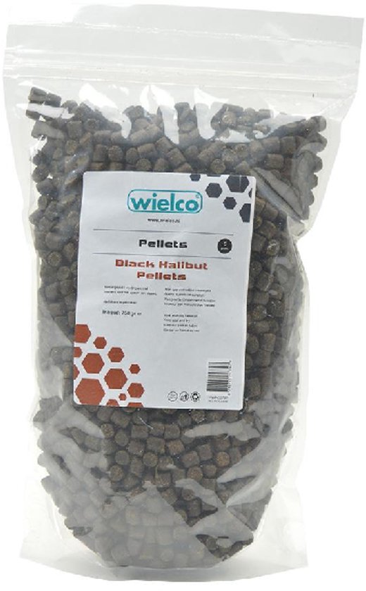 Wielco black halibut pellets 6mm 750 gram