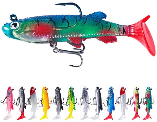 WiseGoods Premium 8CM Kunstaas Set Van 12 Stuks - Jerkbaits - Softbaits - Crankbaits - Voor Snoek Baars / Forel & Karper - Vissen