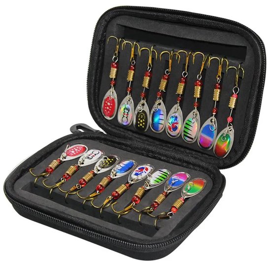 WiseGoods Premium Blinkerset Met Opbergdoos 16 Delig - Vis Kunstaas Voor Roofvis / Forel / Snoek & Baars - Hengelsport Accessoires