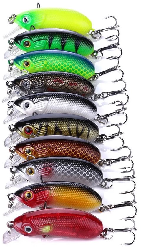 WiseGoods Premium Vislokmiddelen Set 10 Stuks Aas - Swimbait Minnow Crankbait Voor Zoet & Zout Water - Geschikt Voor Baars & Forel