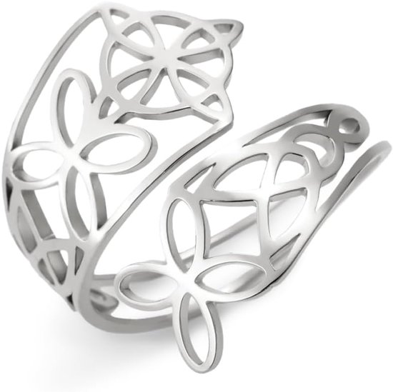 Witch knoopring voor vrouwen, heksen, knoop, open ring, heksen, knoop, sieraden, Ierse sieraden, Ierse Wiccan, roestvrij staal, instelbare duim-open ring