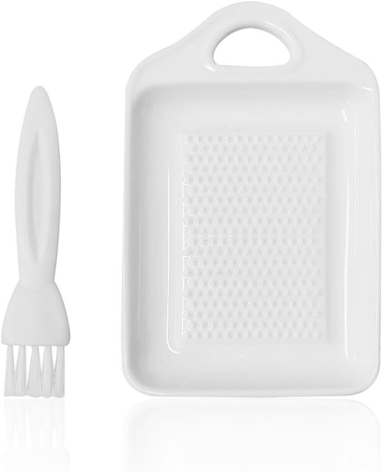 Witte Gembermolen met Schoonmaakborstel, Handmatige Gember- en Knoflookmolen, Keukentool voor Koken en Bereiden (6.8*11cm) van Merkloos