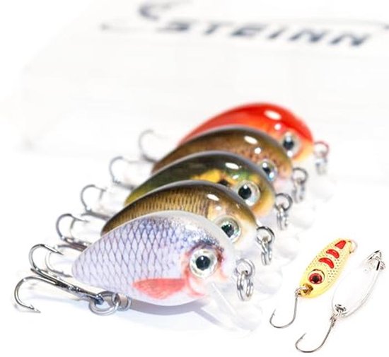 Wobbler Crankbait Set voor Roofvissen | 5 Aas + 2 Knipperlichten | 1.7 g 2.5 cm