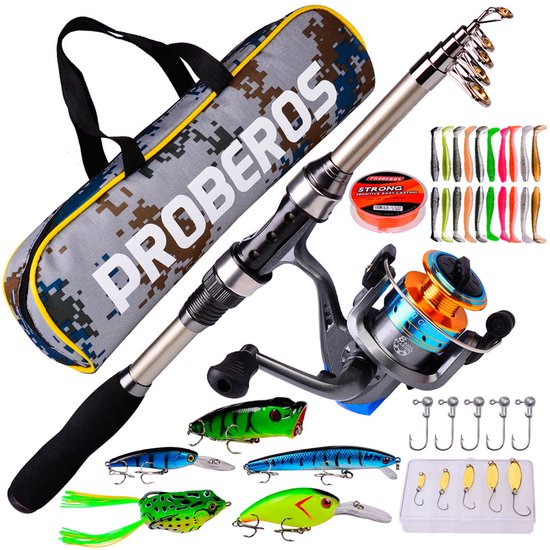 Woegel Vishengel Set Compleet – Hengelset met Vispullen & Hengelsport Accessoires – Inschuifbare Vishengel 1.8 Meter – Complete Vis Set