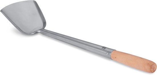 Wok Medium Wok Spatel RVS Wok Chuan Turner met Ergonomische Houten Handvat Traditioneel Aziatisch Kookgerei / 732W5