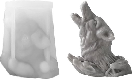 Wolf Kaarsvorm, siliconen, 3D-wolven, siliconen vorm voor fondant, sojawas, kaarsen, epoxyhars, zeep, gips, handwerk (B)