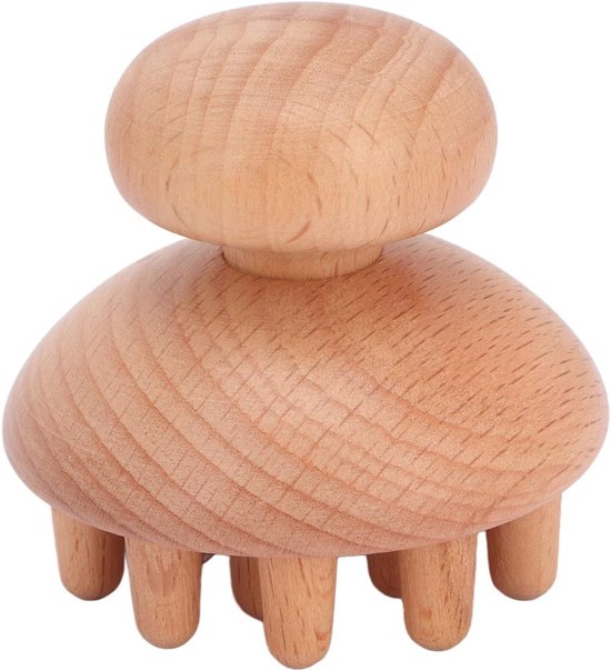 Wood Mushroom Massager, Lymfedrainage Massager, Anti Cellulitis Bevordert de Bloedsomloop Duidelijke Meridianen Handmatige Massagetool voor Hoofd Taille Buik Dijen Lichaamsvorming