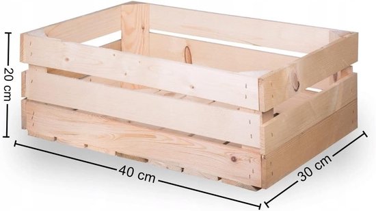 World Houten kist - onbeschilderd grenenhout opbergdoos DIY medium grootte 40 x 30 x 20 cm