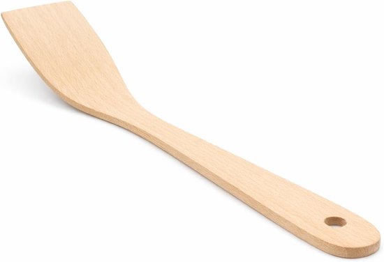 World - Houten spatel 27 cm – Natuurlijke houten keukenspatel met ergonomische handgreep