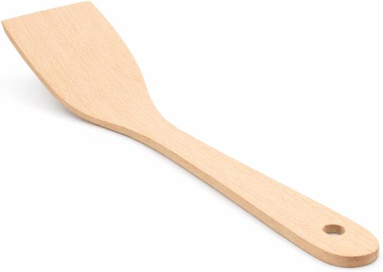World - Houten spatel 31 x 7 cm – Natuurlijke houten keukenspatel met ergonomische handgreep