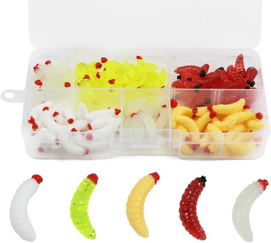 Wormen Kunstaas voor Zoetwater en Zoutwater Vissen - Zacht Visaas van Kunststof - Fake Red Worm - Hengelsport Accessoires voor Forel, Crappie en Panvisvangst