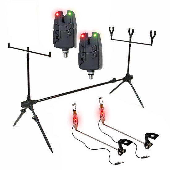 X2 Base Rodpod - Set - Incl 2 Beetmelders - 2 Hangers met Leds - Karpervissen - Karperset