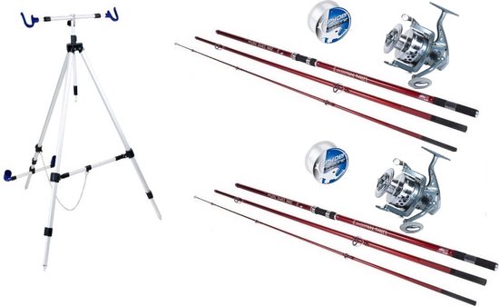 X2 Strand hengel set Pro 2-Rod - Strandhengel - Molen - Strandteun - Vislijn - 2 Hengels van Merkloos