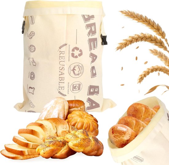 XL Bijenwas Broodzak - Natuurlijke Wascoating - 32 x 42 cm - Biologisch Katoen - Herbruikbaar voor Brood, Fruit en Groenten