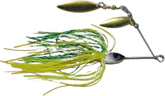 Xplosion- Spinnerbait 1 stuk - 14 gram/ 10 cm - Roofvissen - Zwart - Wit - Geel - Groen van Xplosion