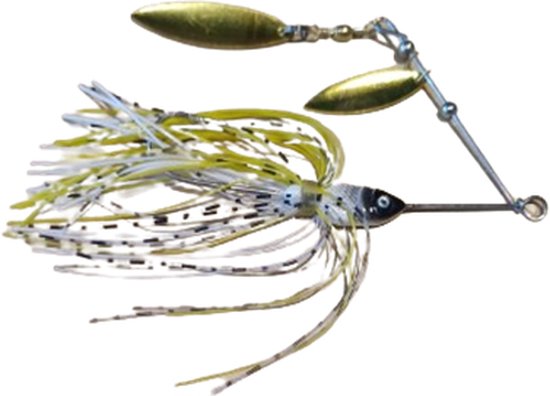 Xplosion- Spinnerbait 1 stuk - 14 gram/ 10 cm - Roofvissen - Zwart - Wit - Geel van Xplosion