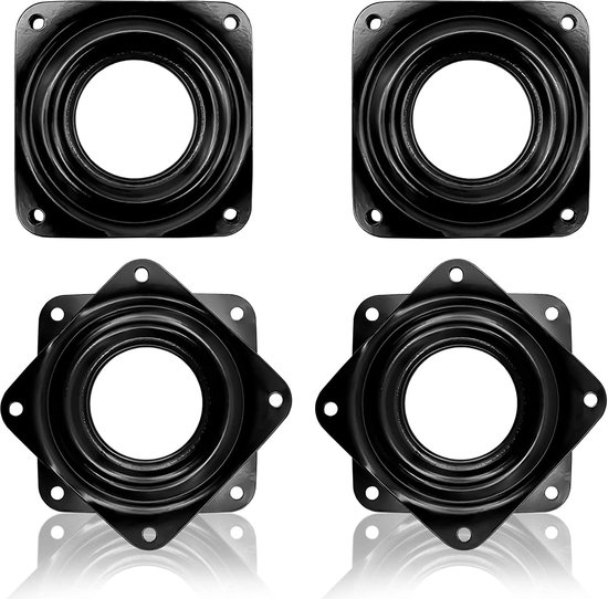 XPOOP 4Pcs Square Rotary Bearings 360 Degree Turning Plates Turning Hardware Turning Plates Turntable with Ball Bearings Swivel Plate Metal Turntable Swivel Fittings (Black) van Merkloos