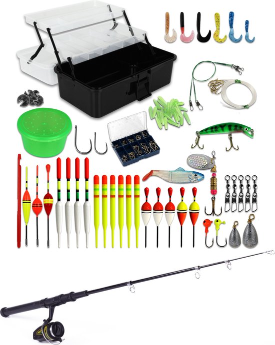 XQMax Vishengel Set - 235-delige Viskoffer met Telescopische Hengel - Visspullen - Kunstaas - Hengelsport - Uitschuifbare Werphengel - Voor Jong & Oud van Merkloos
