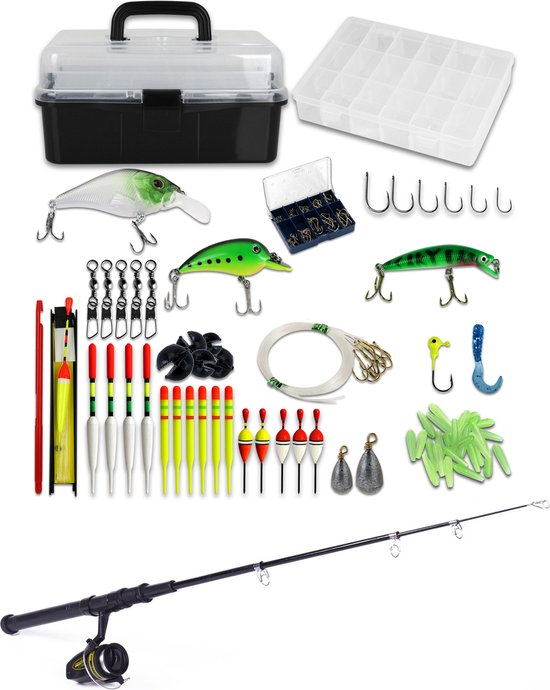 XQMax Vishengel Set - 260-delige Viskoffer met Telescopische Hengel - Tacklebox - Visspullen - Kunstaas - Hengelsport - Uitschuifbare Werphengel - Voor Jong & Oud van Merkloos
