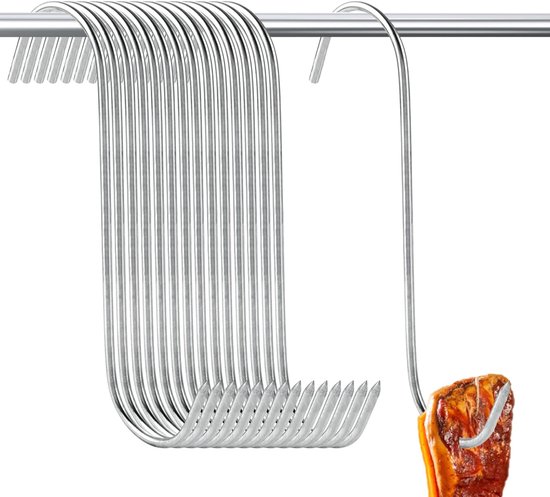 YAYODS 15 Pieces Meat Hooks 22 cm - Smoking Hooks S-Hooks Stainless Steel - Meat Hook S-Hook Large - ShopVlot