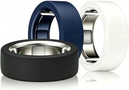 Yiko Siliconen hoezen compatibel met Oura Ring 5, 3 stuks smart-ring beschermhoezen, zachte, krasbestendige beschermhoezen, slijtvast, elastisch (zwart + donkerblauw + wit, S (maat 6-11))