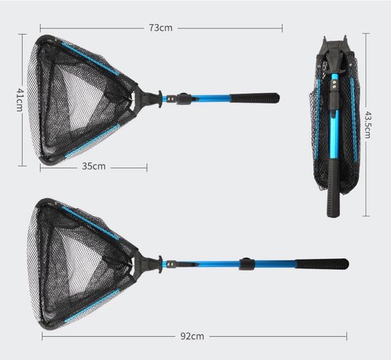 YOR® Schepnet Vissen - Visnet - Telescoop Schepnet - Duurzaam Net met Rubberen Coating - Groen - 42cm x 16cm x 8cm van Yor