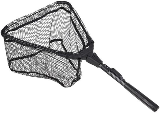 YOR® Schepnet Vissen - Visnet - Telescoop Schepnet - Duurzaam Net met Rubberen Coating - Zwart - 59cm x 30cm x 1cm van Merkloos