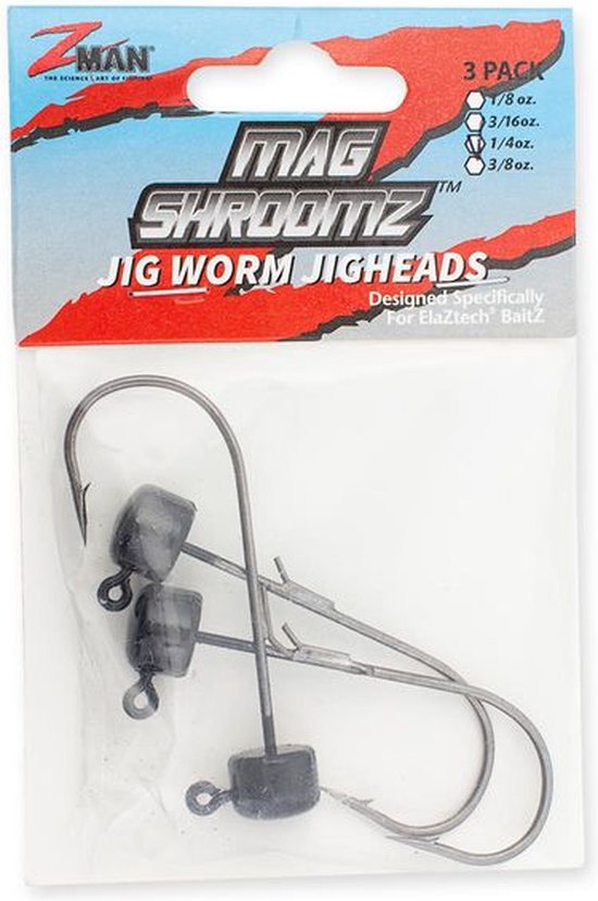 Z-man Zman Mag Shroomz Jig Worm Jigheads Zwart 10gr van Z-man