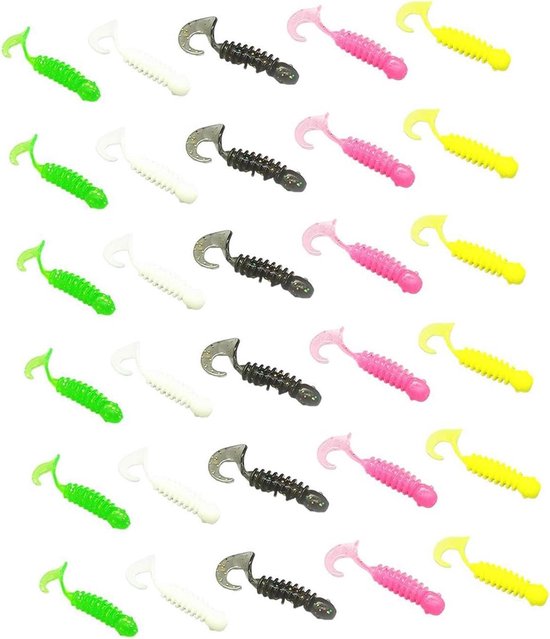Zacht Kunstaas - Viswormen Lokaas - Vissen Forel - Spiraalvormige Staart - 30 Stuks - Gemengd