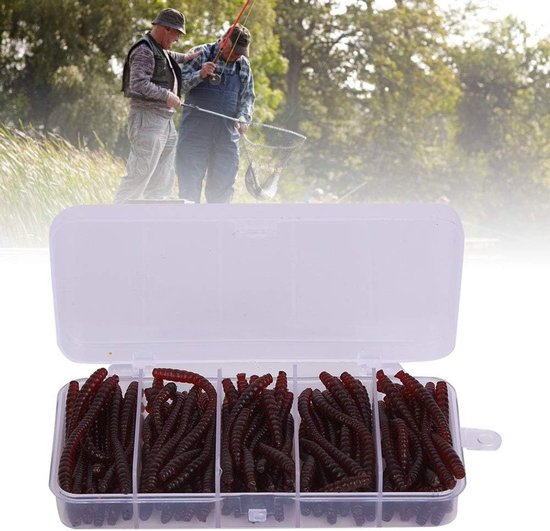 Zachte Kunstaas Wormen - Regenwormen Aas - Vissen Baars - Langzame Val Beweging - 6 Cm Stuk - Bruin