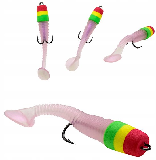 Zachte Rubberen Vis Lokaas EVA Kop 7-8cm Paddle Tail voor Baars, Snoekbaars, Snoek van Merkloos