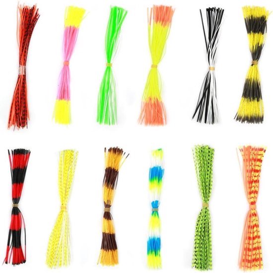 - Zachte siliconen rokken - Accessoire - vervanging - DIY - Spinnerbaits - Jig lokken - Vliegbinden - 600 strengen - geschikt voor - alle modellen - diverse kleuren van Merkloos