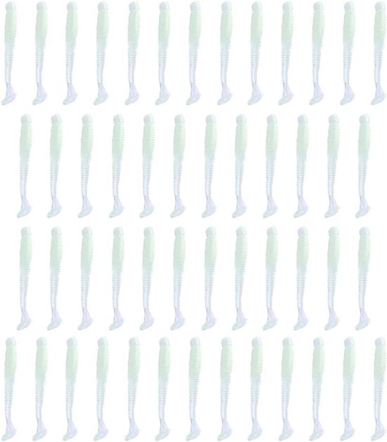Zachte Vis Aas - Plastic Worms - Vissen Vangen - Levendige Zwembeweging - 50 Stuks - Lichtgevend Wit