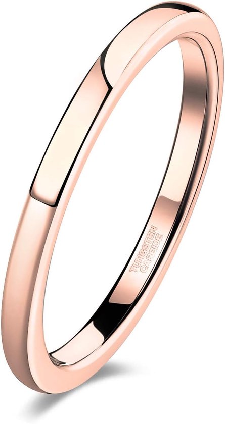 Zakk Women's and Men's Tungsten Rose Gold Stacking Ring Narrow Simple Polished Engagement Rings Wedding Rings 2mm 4mm - ShopVlot