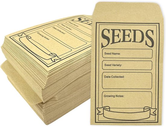 Zakken voor Zaden - Bruine Enveloppen - Opslag Kleine Items - Duurzaam Kraftpapier - 12 x 8 cm - Bruin