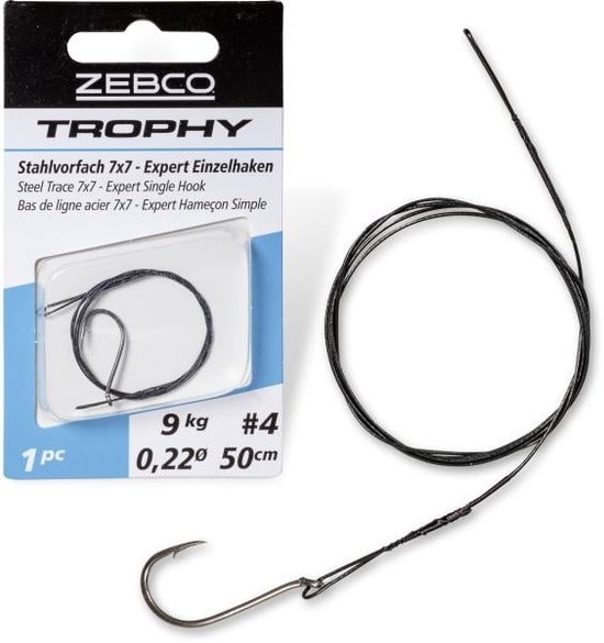 Zebco Trophy Steel Trace 7x7 Expert Single Hook (1pc) - Maat : 60cm - 12 kilo van Merkloos