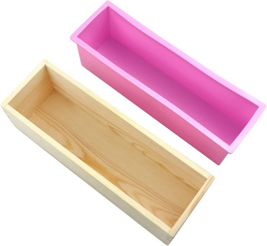 Zeepvorm met houten doos, 1200 ml zeepvorm, geschikt voor het maken